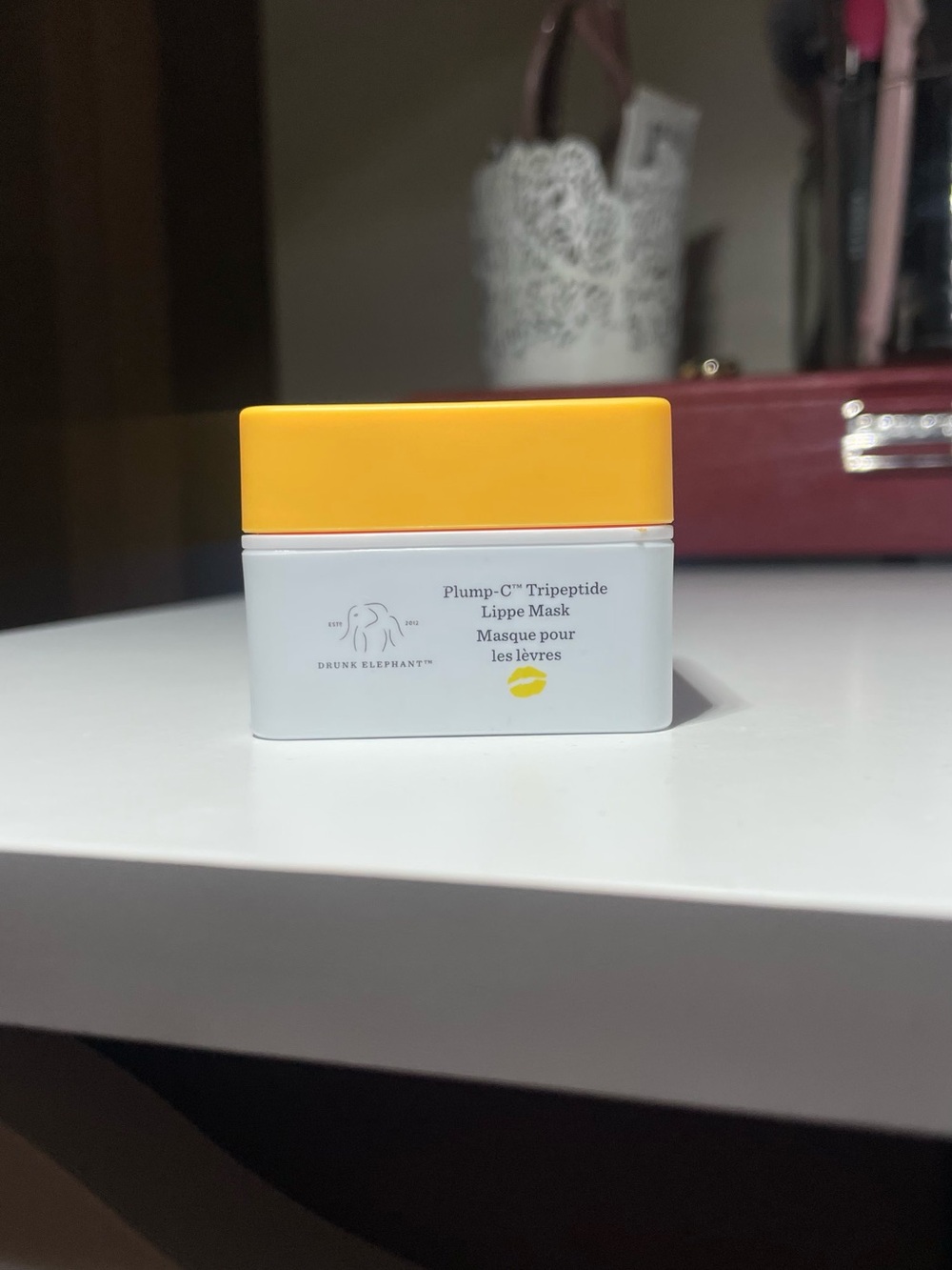 Drunk Elephant Lippe Mask - Yellow and White Compact Jar